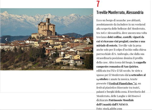 Treville uno dei 10 borghi più belli del Piemonte su Vanity Fair